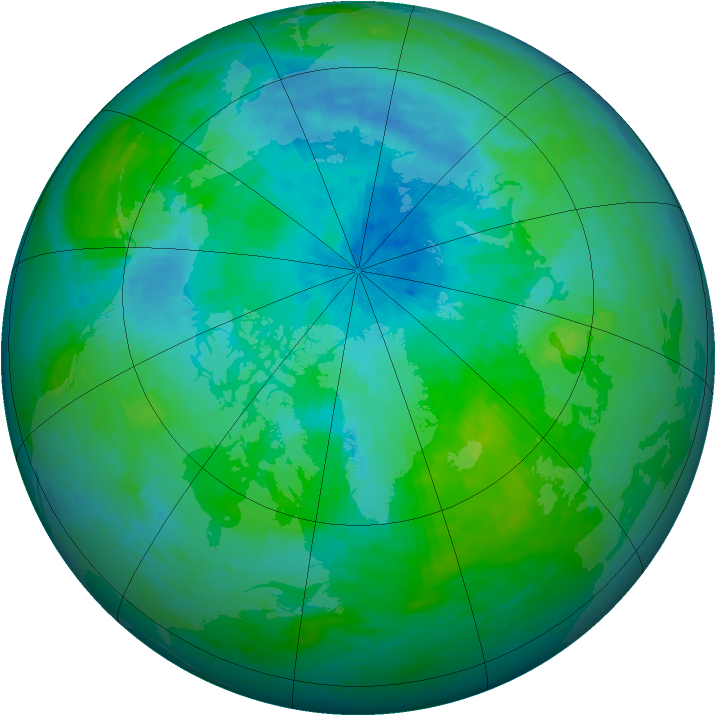 Arctic ozone map for 14 August 1993